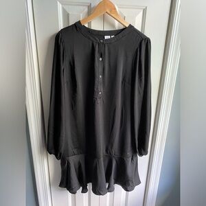 Gap Women's Black Button Front Long Sleeve Shift Dress Size XS NWT *Missing belt